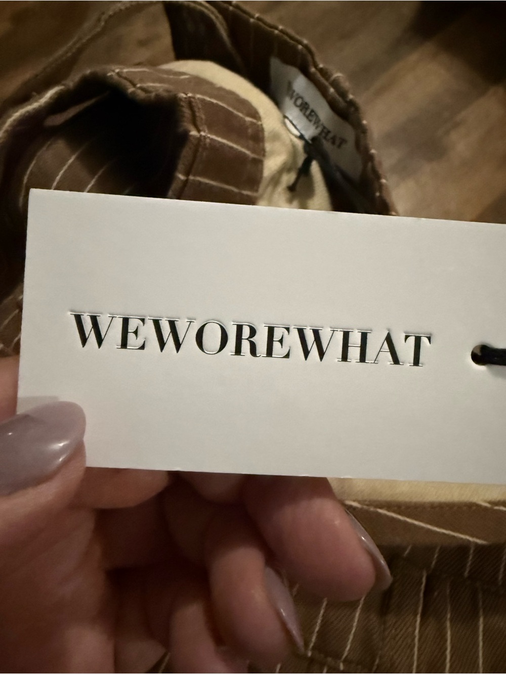 WeWoreWhat Brown Pinstripe Short Overalls - Picture 4 of 4